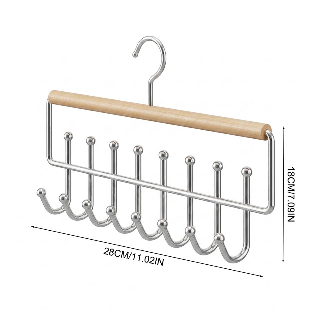 Solid Wood-Wave Multi Functional Hanger Underwear Vest Dormitory Storage Hook For Standard Wardrobe-Rod