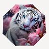 1pc White Tiger Print Automatic Open/Close Umbrella - Portable Collapsible Umbrella with 8-Rib Stability, Fashion Lovers yy251017200