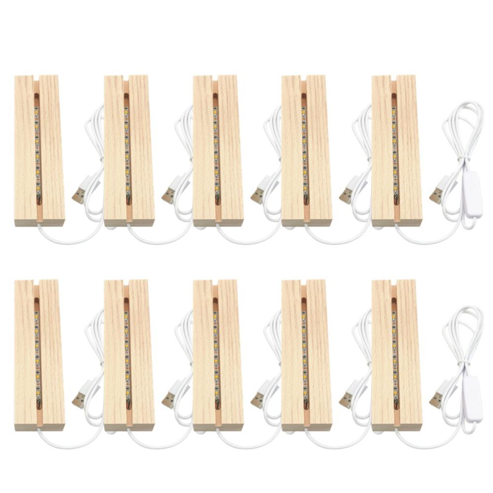 1-10pcs LED Wood Light Display Base Crystal Wooden Lighted Base Stand Acrylic Light Plate Base for Resin Art Lights Ornament