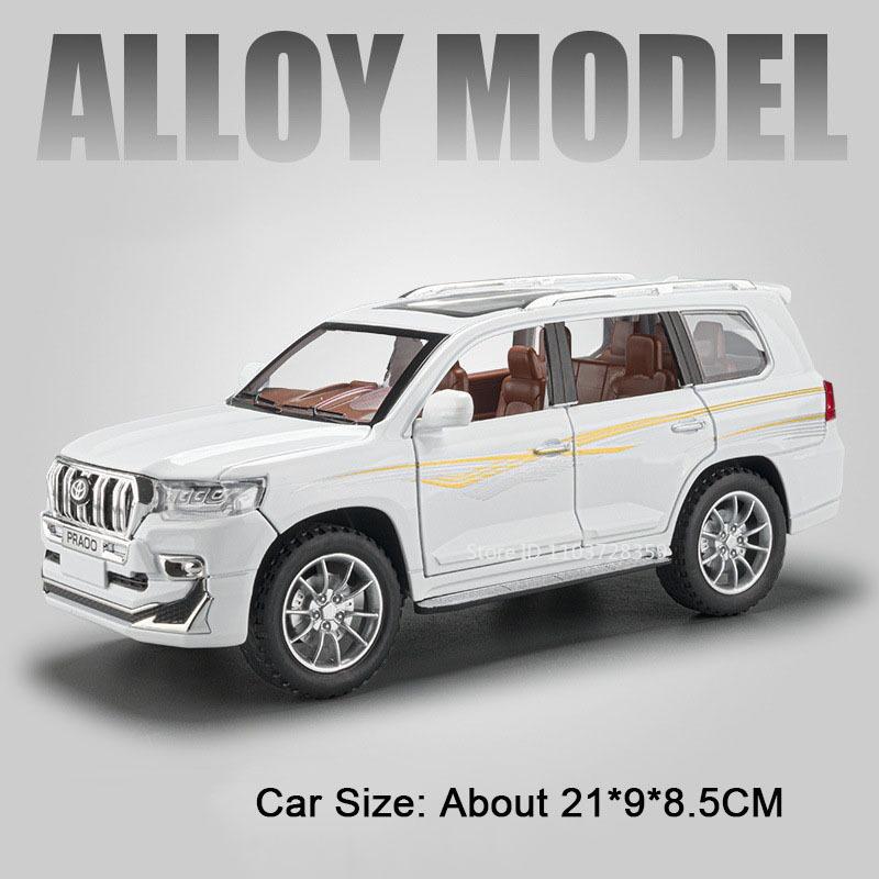 1:24 Escalade Prado Miniature Model Toy Cars Alloy Diecast Sound Light Doors Opened Pull Back Simulation Models for Boys Gifts