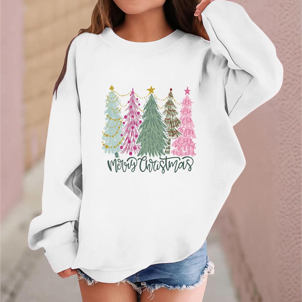 Children's Fashionable Casual Long-sleeved Loose Christmas Print Pullover Sweatshirt