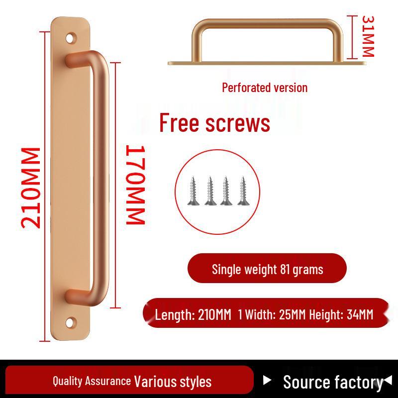 Aluminiumlegering Deurklink zonder Boren voor Glazen, Stalen, Kunststof Balkon-, Schuif- en Kastdeuren