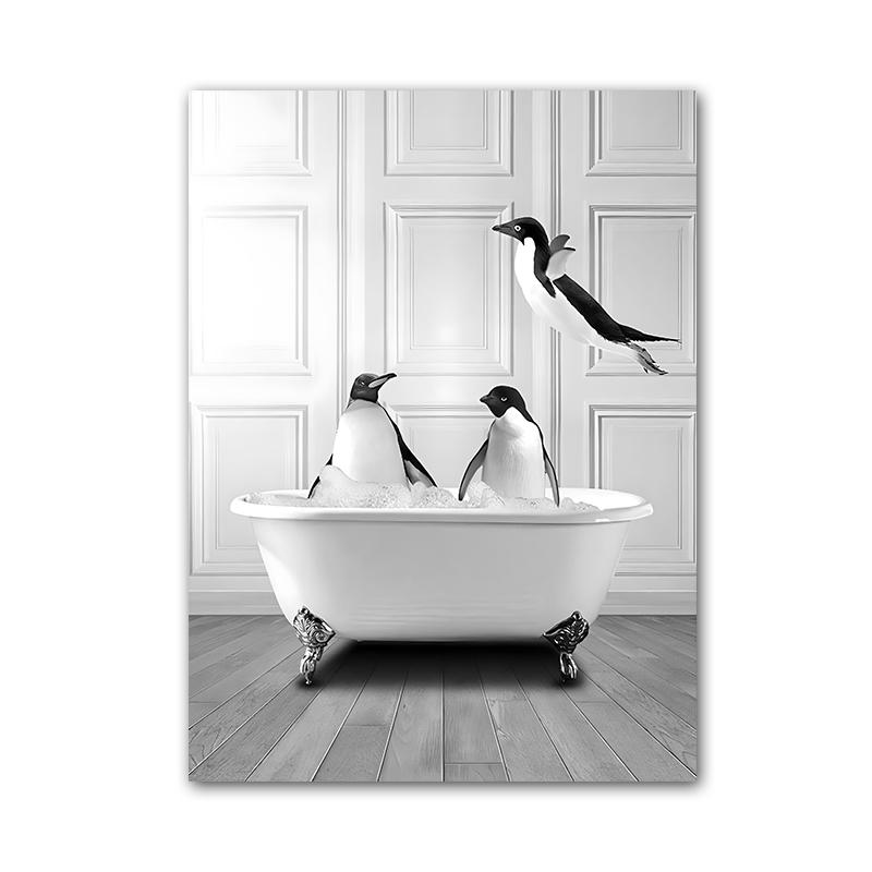 

Забавный постер с животными и принты, художественная картина для ванной комнаты, холст, картина, жираф, слоненок, ванна, настенные художественные фотографии для декора детской комнаты 21X30 cm No Frame