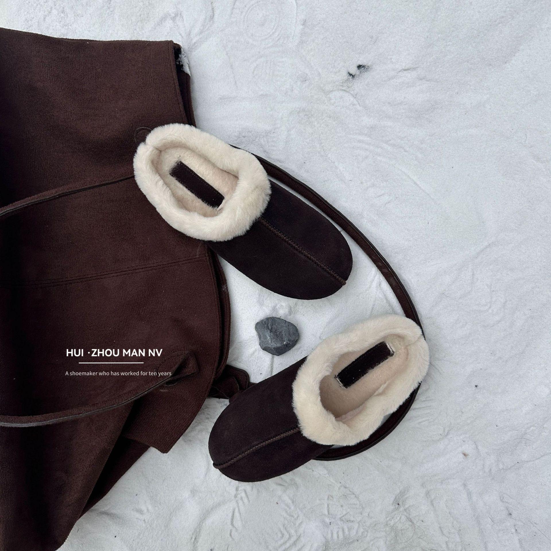 

Leather bag head thick-soled Muller shoes for women s outer wear 2025 winter new one-pedal Boken half slippers thermal cotton shoes 40