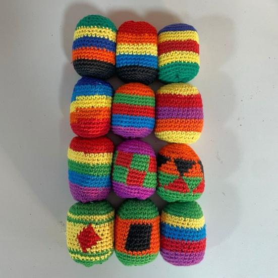 Handmade Sack, Set, Soft Juggling Balls Knitted Footbag Filled Throwing Beanbag Toys