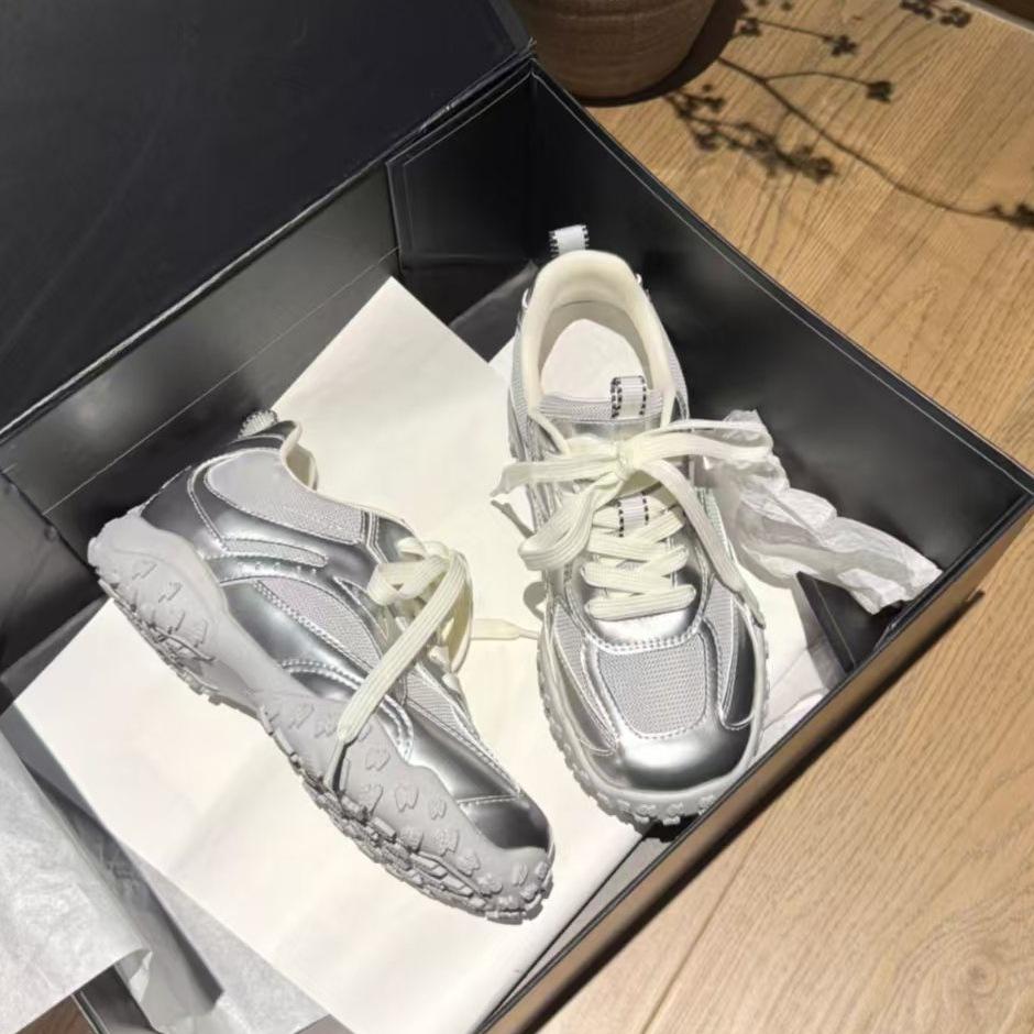 

Thick sole 7cm height increase women s summer mesh breathable small casual sports shoes 35 серебряный