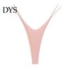 Thong Low Rise Elastic Waistband Solid Color Lady Panties Sexy Double Straps Bikini Style Briefs