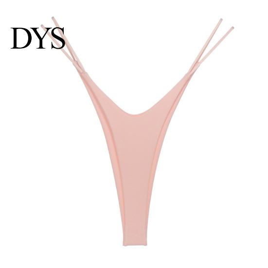 Thong Low Rise Elastic Waistband Solid Color Lady Panties Sexy Double Straps Bikini Style Briefs