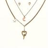 Double Layer Stackable Heart, Snake, Star & Moon Pendant Necklace & Earring Set: 3-Piece Clavicle Chain Jewelry Set