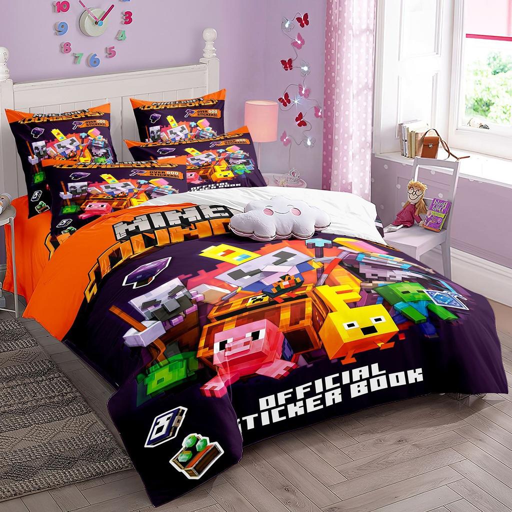Anime Bedding Set My World Duvet Cover My World Monster Hunters Quilt cover Pillowcases Bedclothes Children's Kids Adult