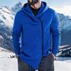 Men Fleece Hoodies Asymmetric Diagonal Zipper Sweatshirt Autumn Winter Casual Long Sleeve Hooded Jacket