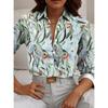 Women's Shirt Flower Active Stylish Blouse Lapel Neck Blouse Fashion Women's Long Sleeve Shirts Womens Clothing Female Clothing