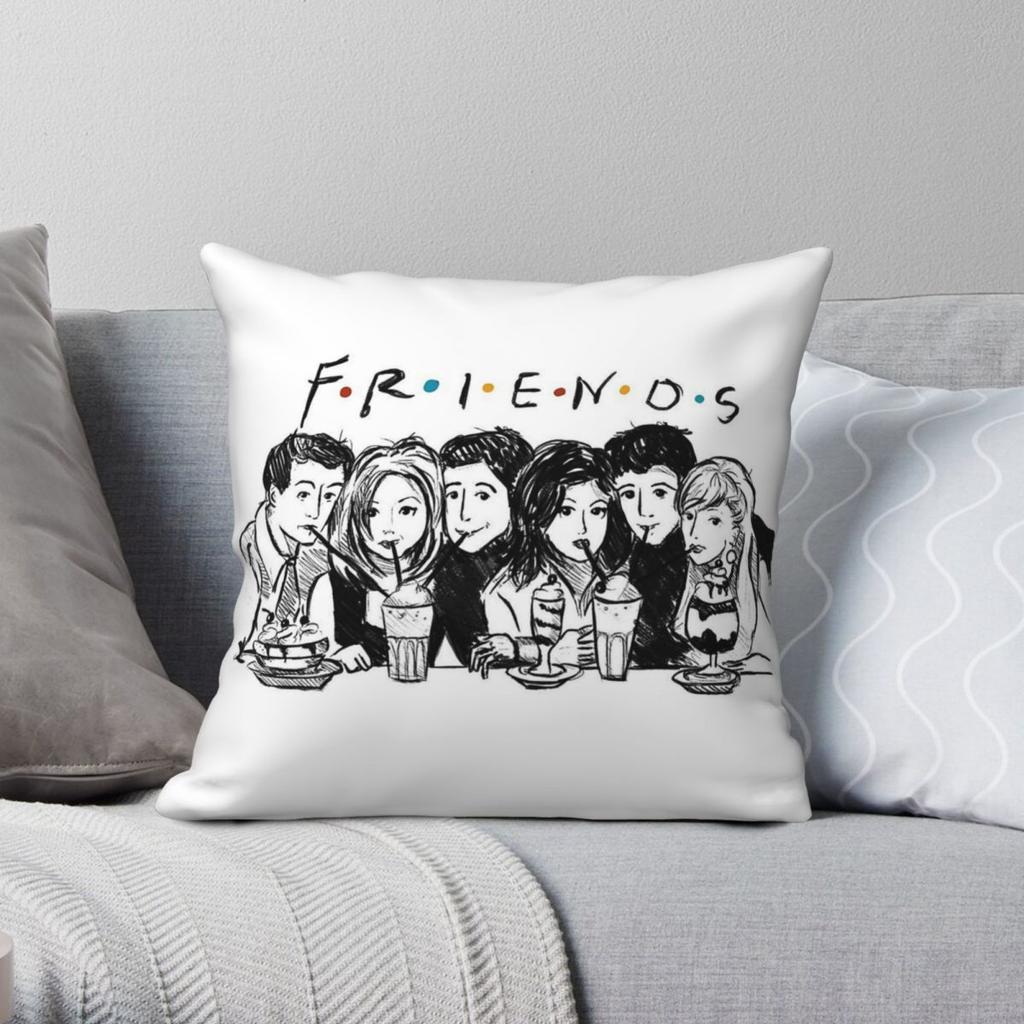 Friends Crew Square Pillowcase Polyester Linen Velvet Pattern Zip Decor Throw Pillow Case Sofa Cushion Cover