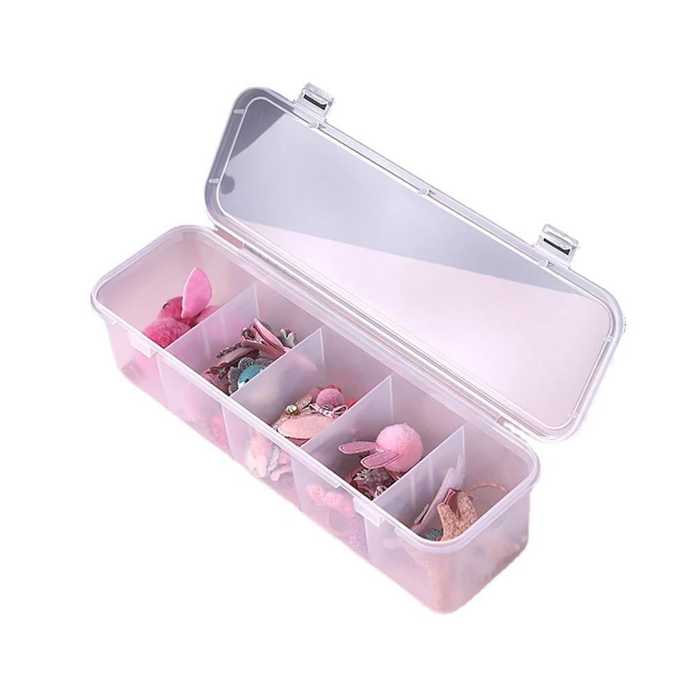 1pc Plastic Hair Accessories Jewelry Sorting Box Five Compartment Storage Box Desktop Miscellaneous Items Data Cable Storage