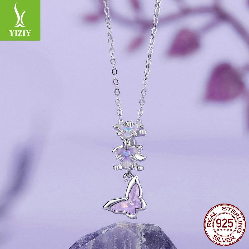 Purple Butterfly Iris Diy Pendant Accessories, Romantic And Noble S925 Sterling Silver Beads.