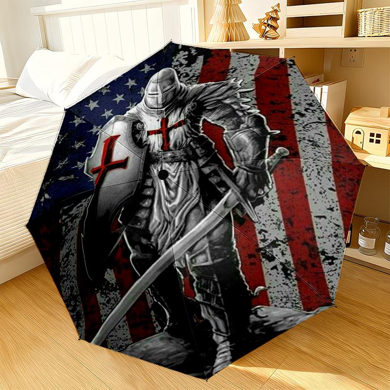 Knightly Valor And Patriotism Umbrella 8-Frame for Travel, camping, Casual Lightweight Portable Umbrella, Essential for every family Holidays Gift