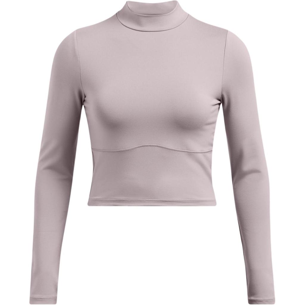 Under Armour Meridian Fashion Comfortable Quick-Dry Pullover Long Sleeve Cropped Regular T-Shirt Women Tops Lithe-Gray 1380773-015