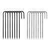 Camping Tent Stakes with a Pointed Ground End and J-Bend Head, Steel 8-Piece Set for Shelter Cord, Tarps, and Canopies