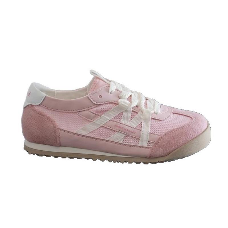 Mesh women's spring and summer mesh color matching breathable casual board shoes thin pink
