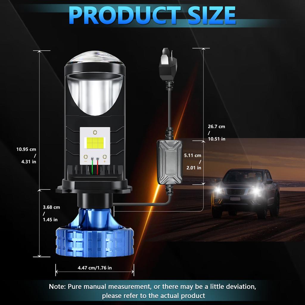 H4 LED Headlight Bulbs, 20000LM 60W Super Bright LED Headlights Conversion Kit 6000K White Light