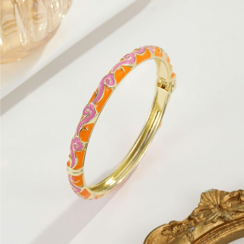 Lightweight Metal Cloisonne Lucky Bangle Colorful Glazed Ethnic Pattern Cuff Tourist Attractions