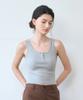 Eoldileu Button Sleeveless Crop Top, Flower Gray
