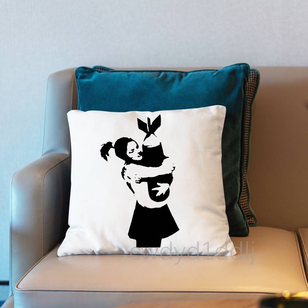 Street Art BBanksy Graffiti Cushion Cover Pillow Cover Decor Pillowcase Printed Cushion Case For Couch