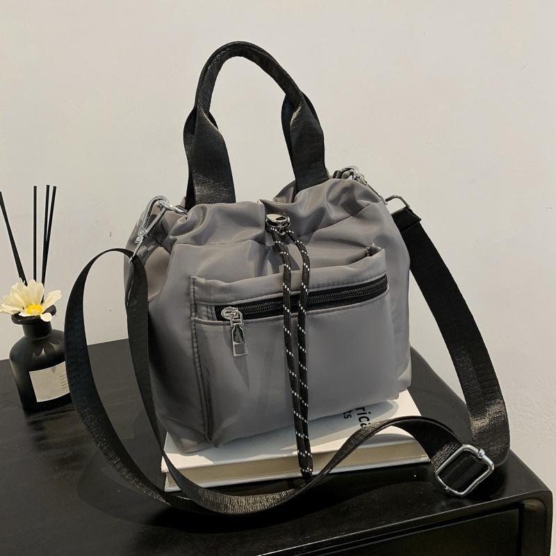 Nylon Drawstring Bucket Bag Women's Versatile Large-capacity Fashion Shoulder Bag Korean Handbag Simple Women's Handbag