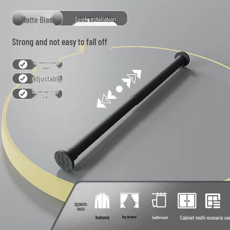 No-Drill Telescopic Curtain and Shower Rod with Nail-Free Clothes Drying Feature