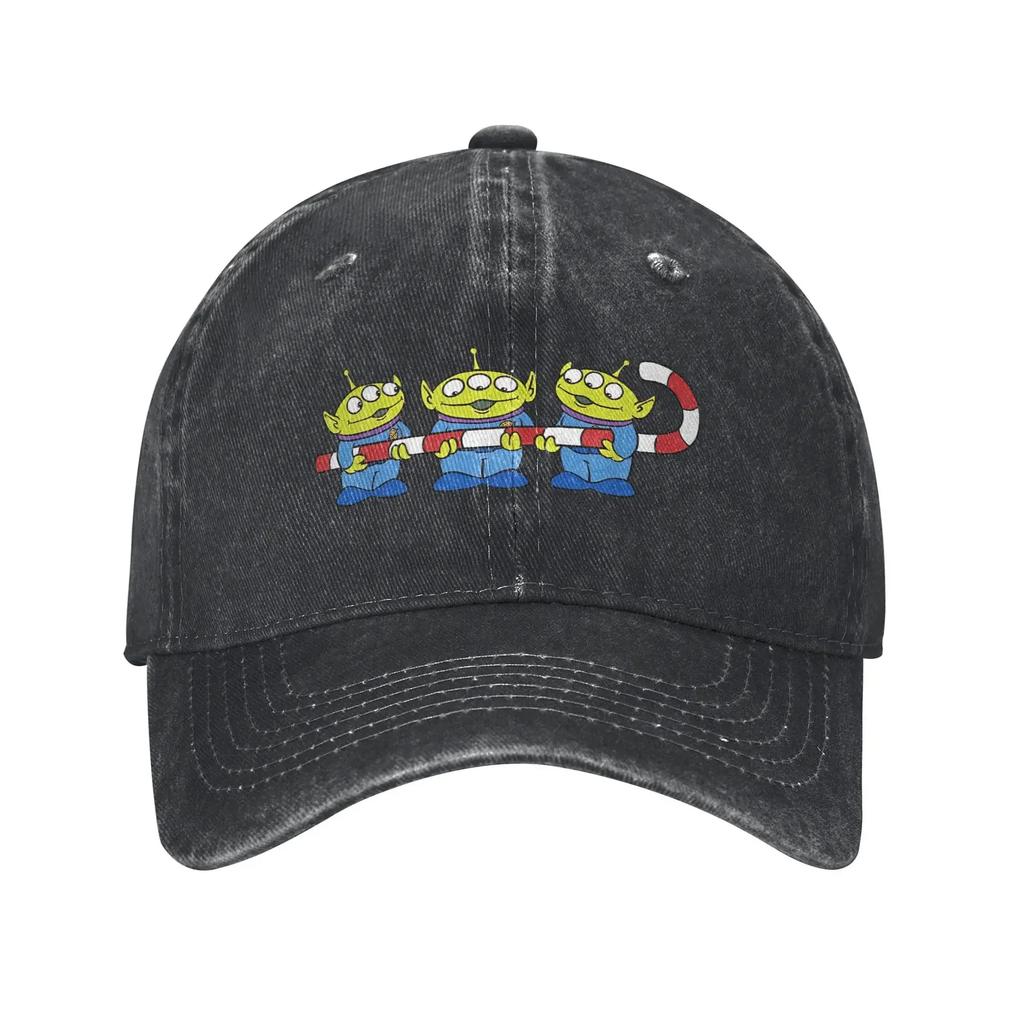 Vintage  Aliens Candy Cane Christmas Baseball Cap Unisex Distressed Denim Sun Cap Golf Unstructured Soft Hats Cap