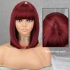 MISSQUEEN Short Bob Red Wine Wig with Bangs Synthetic Wigs for Women Straight Heat Resistant Lolita Cosplay Party Hair