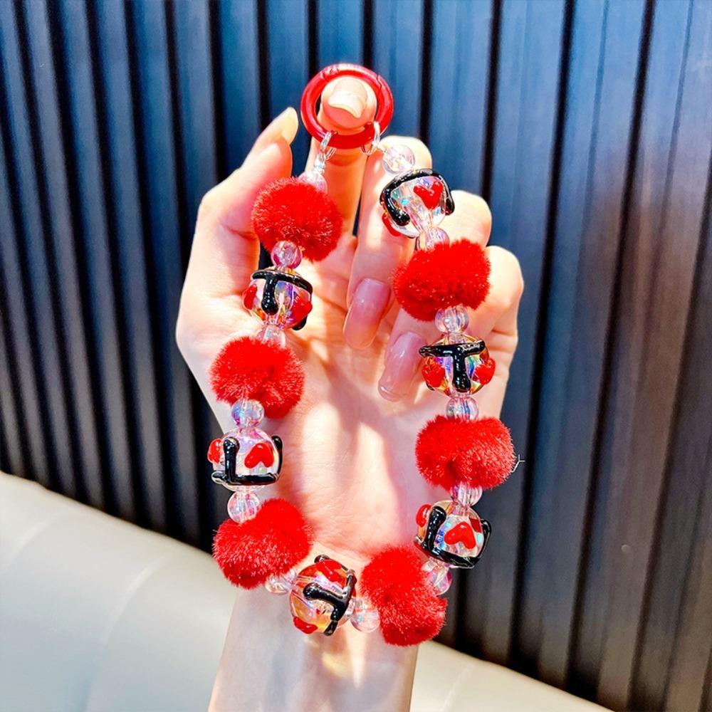 

Anti-lost Mobile Phone Strap Colorful Phone Pendant Beaded Phone Case Chain Backpack Accessories красный