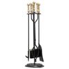 Fireplace Tool Set, 5 PCS Fire Tool Set and Holder with Five-Prong Stand, Tongs, Ash Shovel, Brush, Fire Place Poker, Wrought Iron Fireplace