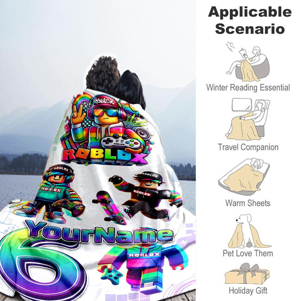 Roblox 306 Customize Your Name Blanket Lightweight Customizable Blanket Ultra-Soft for Bedding Couch Seaside Office Ideal for All Seasons