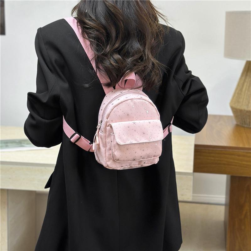 Korean Version of the Star Fashion Star Small Shoulder Foreign Style Versatile Travel Small Backpack Children Can Carry Leisure Small Backpack