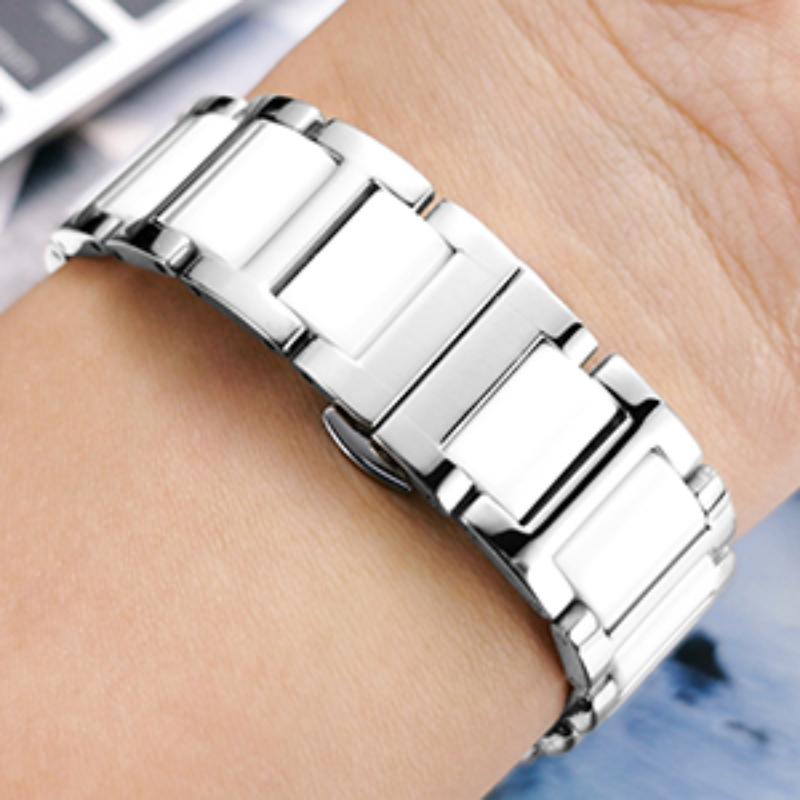 Ceramic+Metal Strap For Samsung Galaxy Watch Ultra 47mm Women/Man Luxury Bracelet Band Galaxy Watch 7 Ultra Stainless Steel Belt