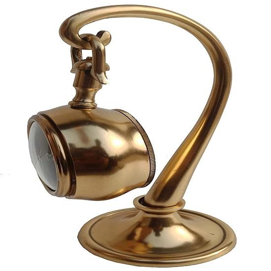 Brass Rounded Shape Table Top Clock Desk Clock for Home Office Study Living Room Decor Gift Item