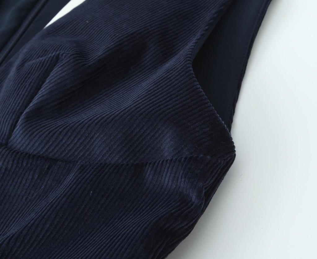 European & American Style Women's V-Neck Corduroy Top & A-Line Mini Skirt Set 