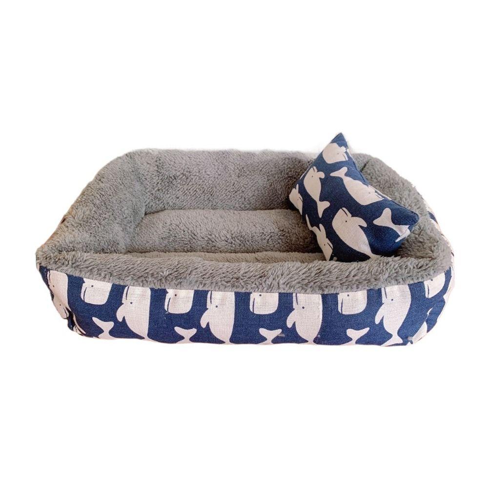

Round Cat Warm Nest with Pillow Soft Pet Warm Basket Dog Calming Bed Winter Warm Cat Bed Autumn S-blue whale