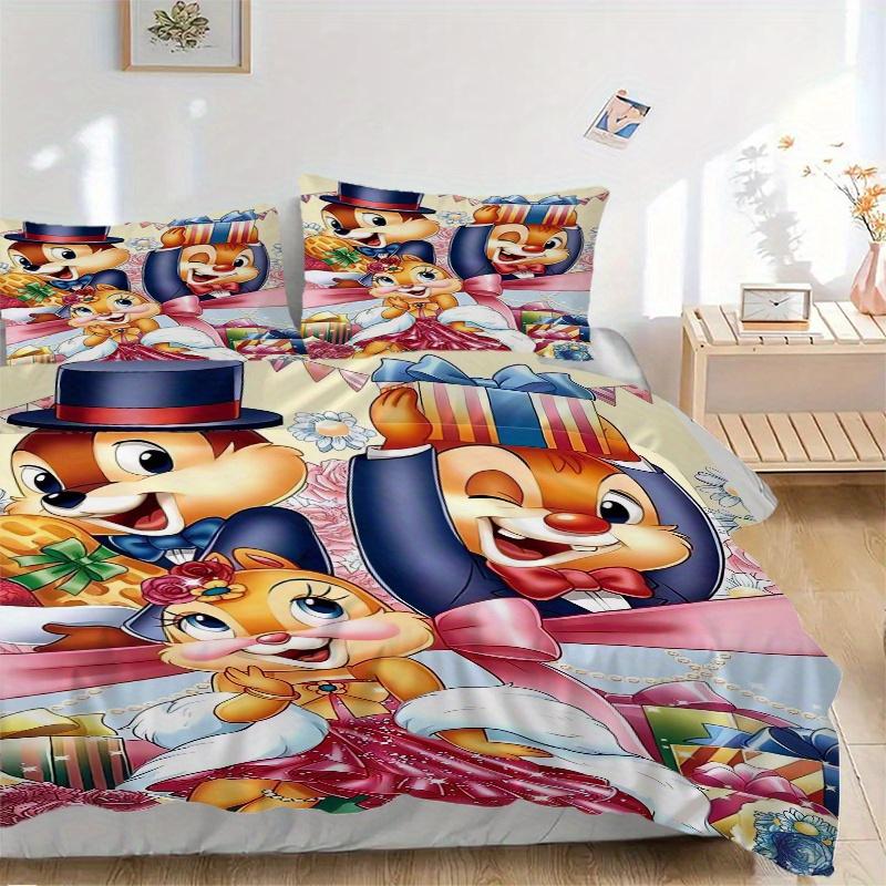 

3pcs Chip n Dale Bedding Set - Includes Quilt Cover and Pillowcases, Suitable for All Seasons, Machine Washable - Ideal Gift for Family and Fri 135x200cm
