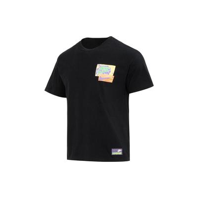Logo Print Sport Fitness Training Rundhals Kurzarm T-Shirt Herren Tops Schwarz FB9787-010
