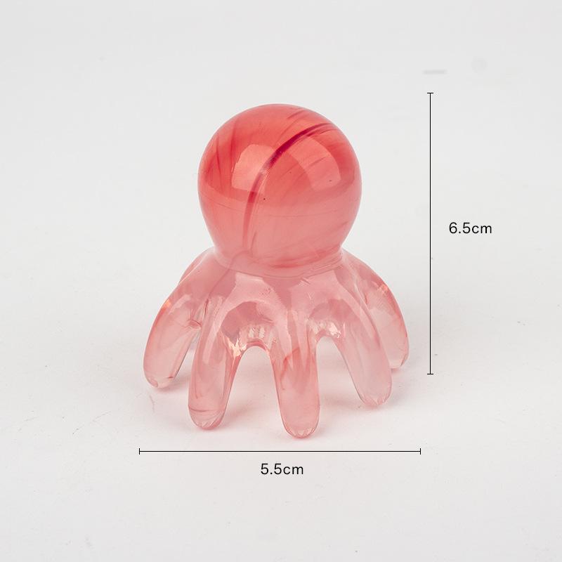 Octopus Massage Comb Resin Head Meridian Scraping Scalp Massage Brush Acupuncture SPA Gua Sha Massage Comb for Fatigue Relief