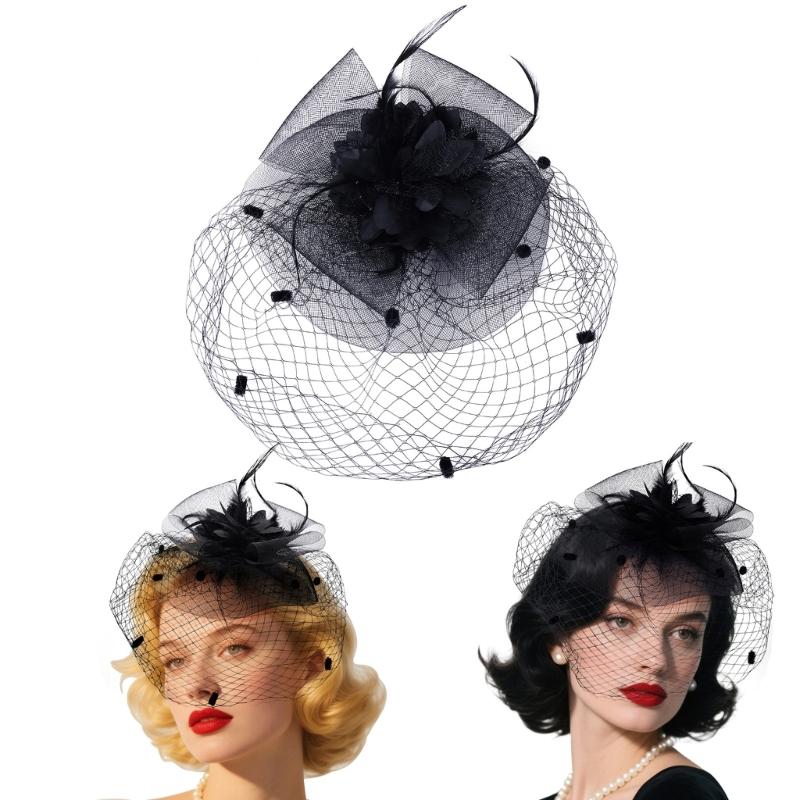 Elegant Mesh Veil Hat Clip Headdress For Women Comfortable Hair Accessory For Weddings Parties Formal Event