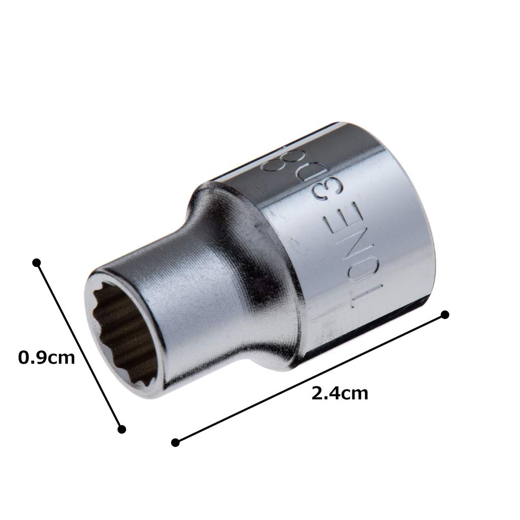 TONE Socket Drive Angle Width Across Flats 8mm (12-sided) 3D-08 9.5mm (3/8")