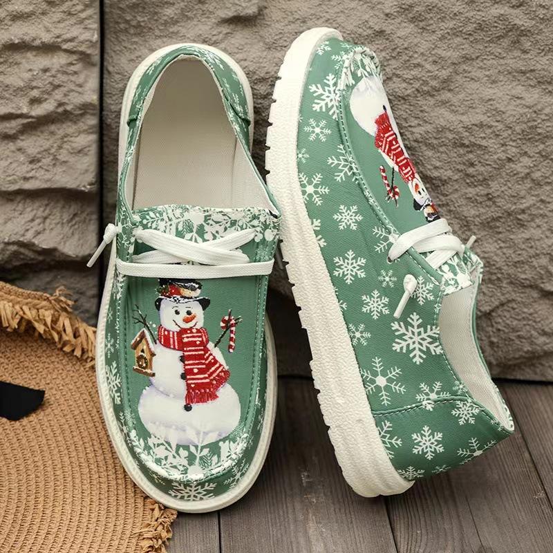 New Christmas snowman elf casual single shoes lightweight shallow mouth women's shoes