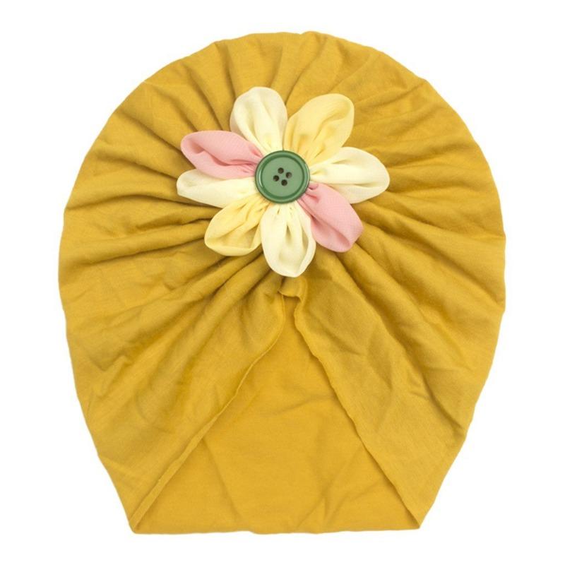 New children's button flower pullover hat, creative and comfortable baby hat, thin baby cap