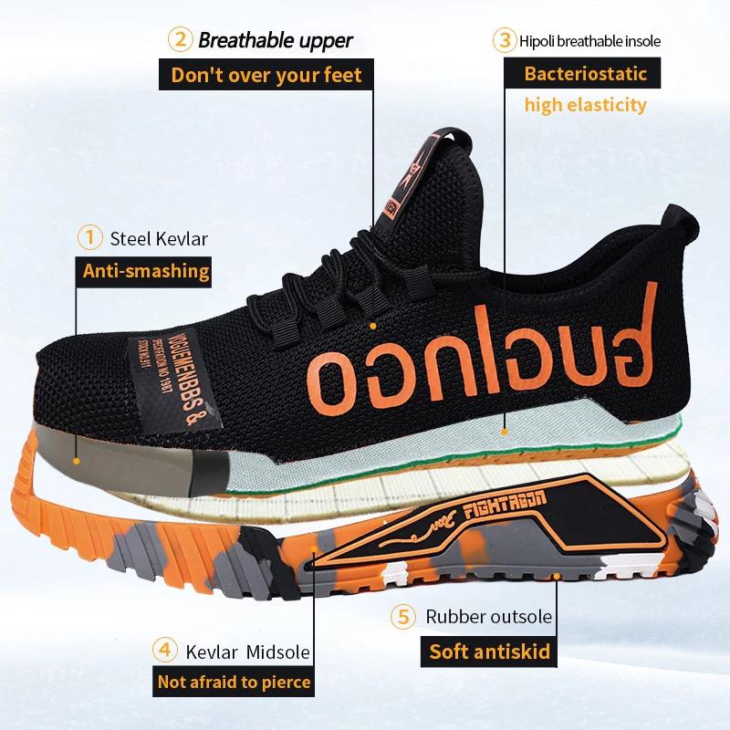 Men Work Safety Shoes Steel Toe Cap Indestructible Shoes Anti-smash Anti Puncture Work Sneakers Wear Resistant Protective Shoes