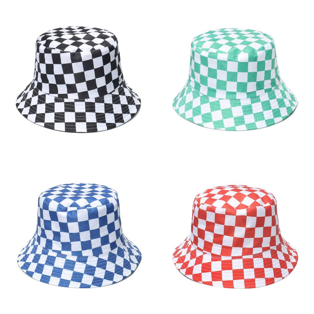 Stylish Retro Fisherman Hat Women's Sun Protection Plaid Bucket Hat Street Style