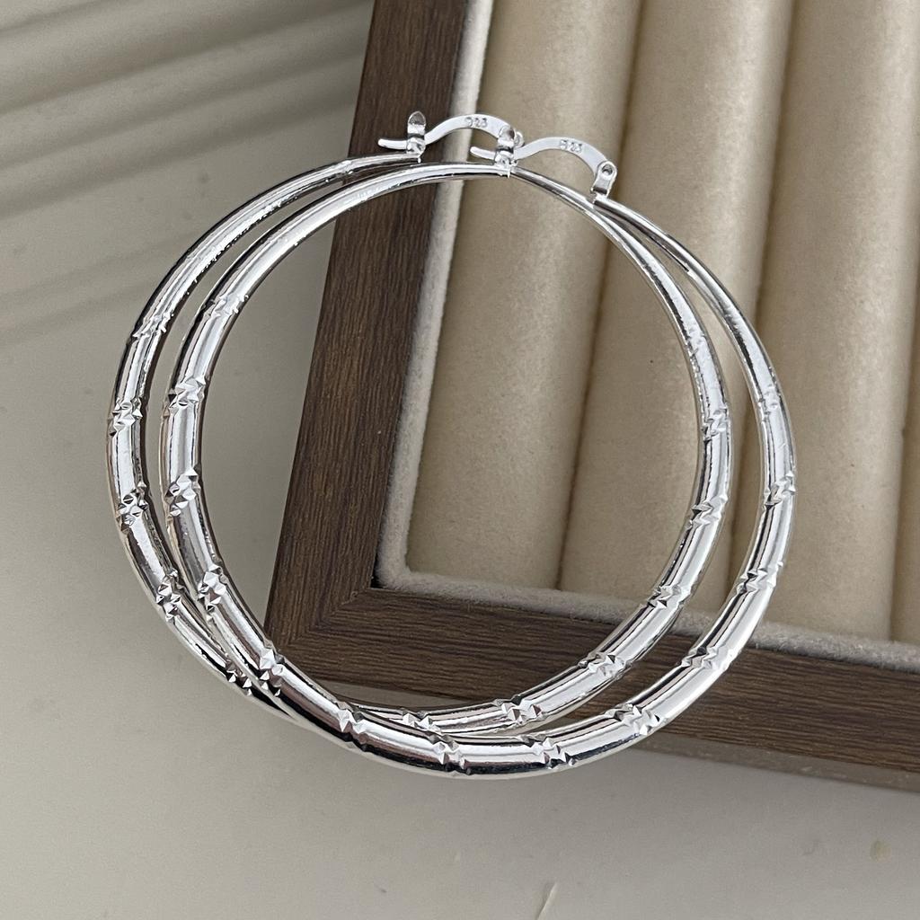 925 Sterling Silber Ohrringe Für Damen Trendige Geometrische Große Kreisohrringe Schmuck Allergiepräventiv Party Geschenk Accessoires