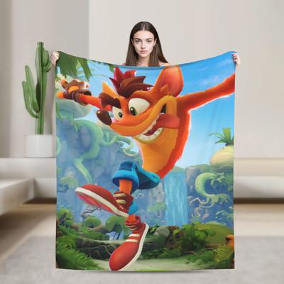 Crashed Game Bandicoots Blankets Coral Fleece Plush Spring/Autumn Multi-function Throw Blankets for Home Travel Bedspread